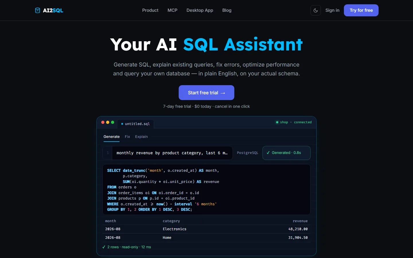 Ai2Sql - Your AI SQL Assistant