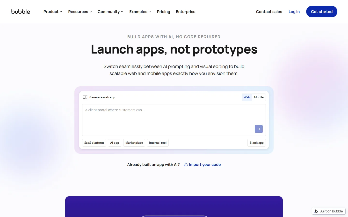 Bubble homepage