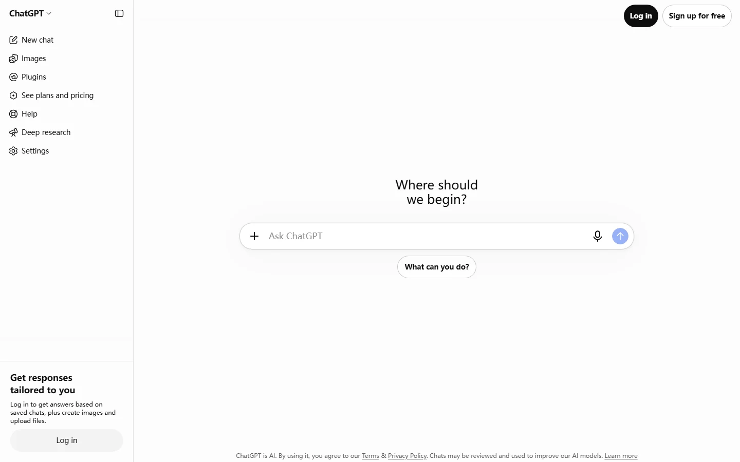 ChatGPT home interface