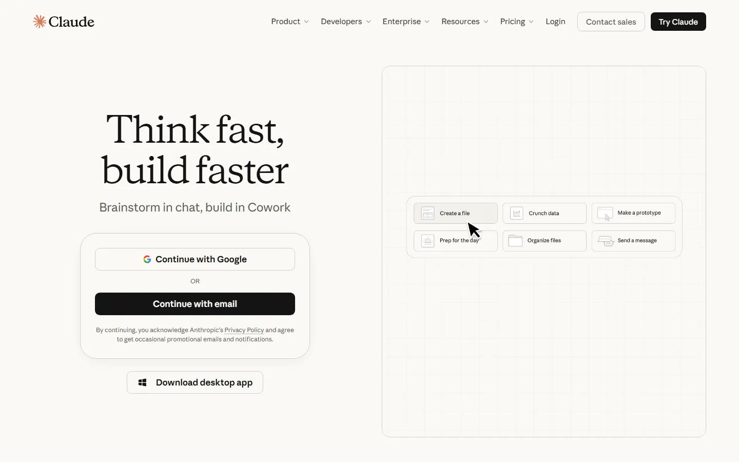 Claude homepage, the entry point for checking your plan and usage