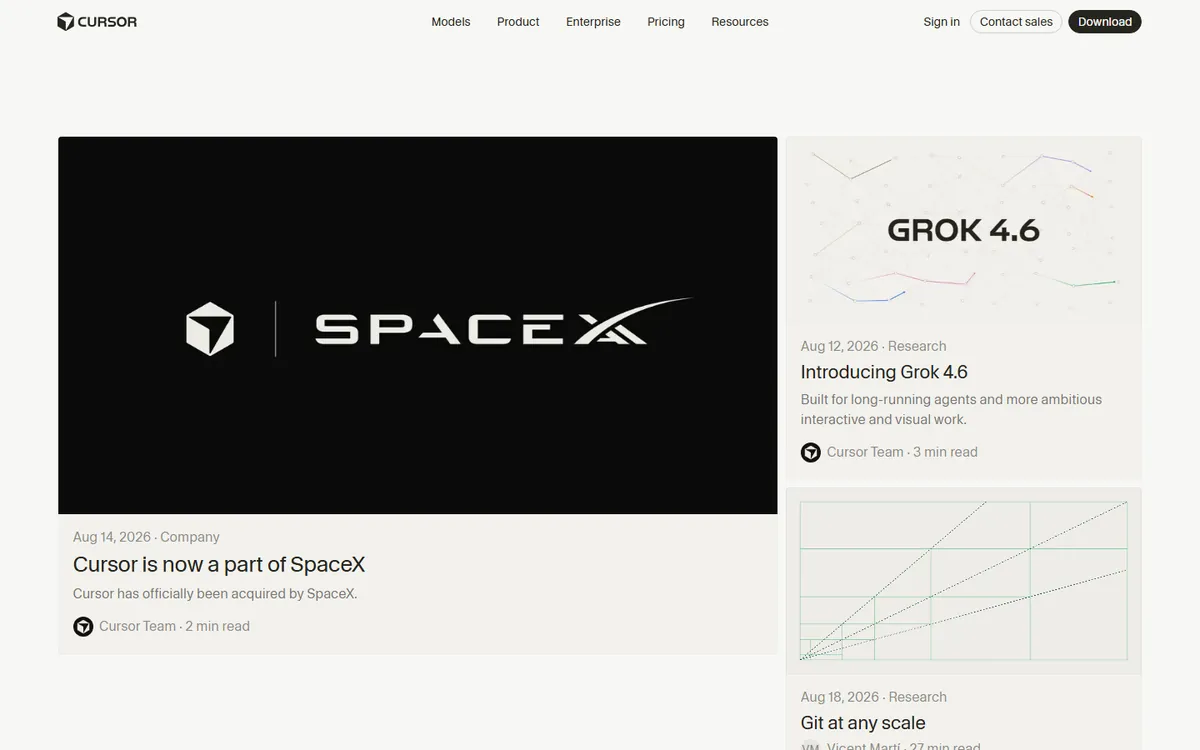 Cursor blog and product updates