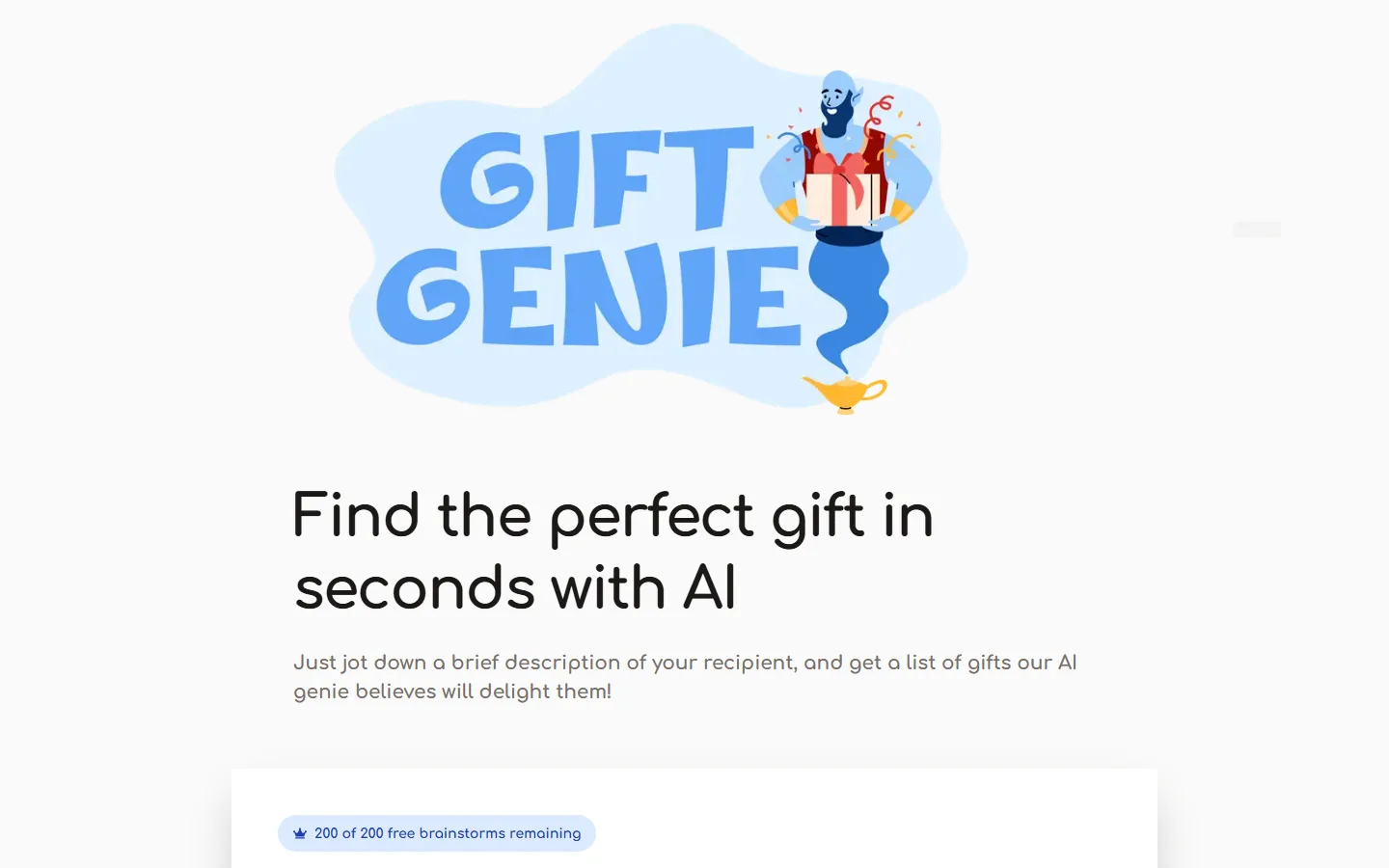Gift Genie AI home page