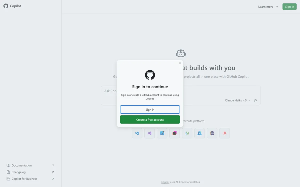 GitHub Copilot interface screenshot