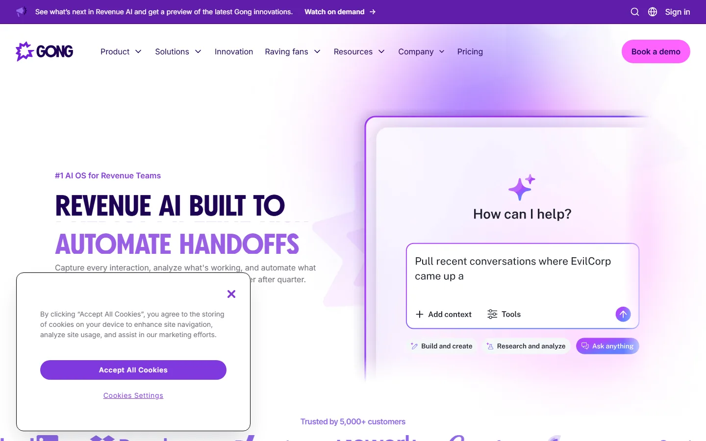 Gong - Revenue AI Built to Automate Handoffs