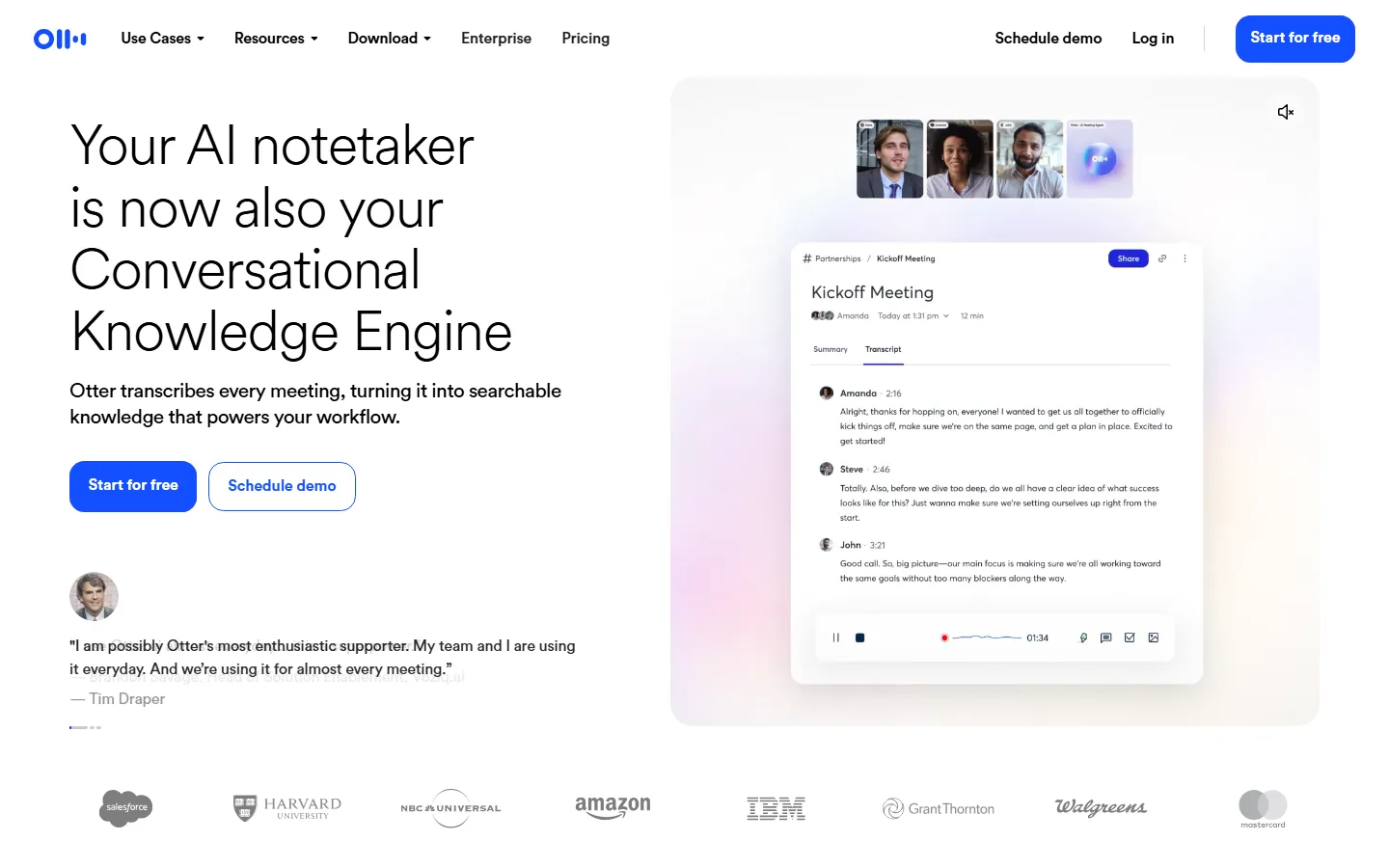 Otter AI transcription screenshot