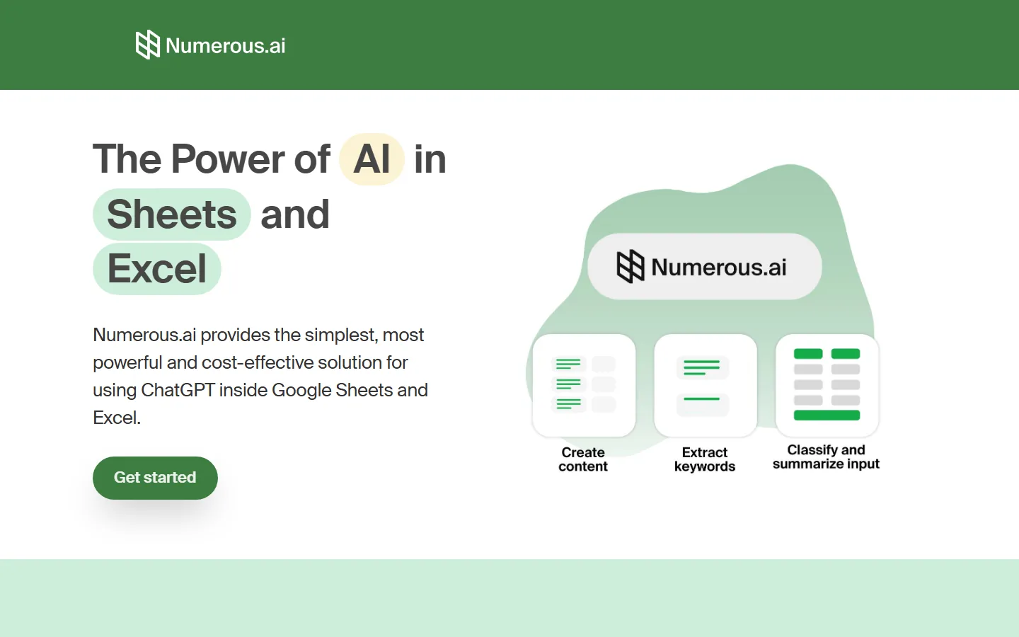 Numerous.ai homepage