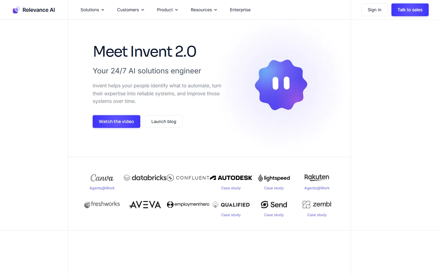 Relevance AI home screenshot