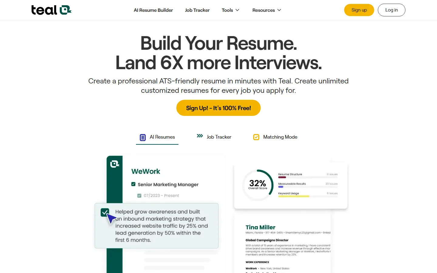 Resume homepage screenshot