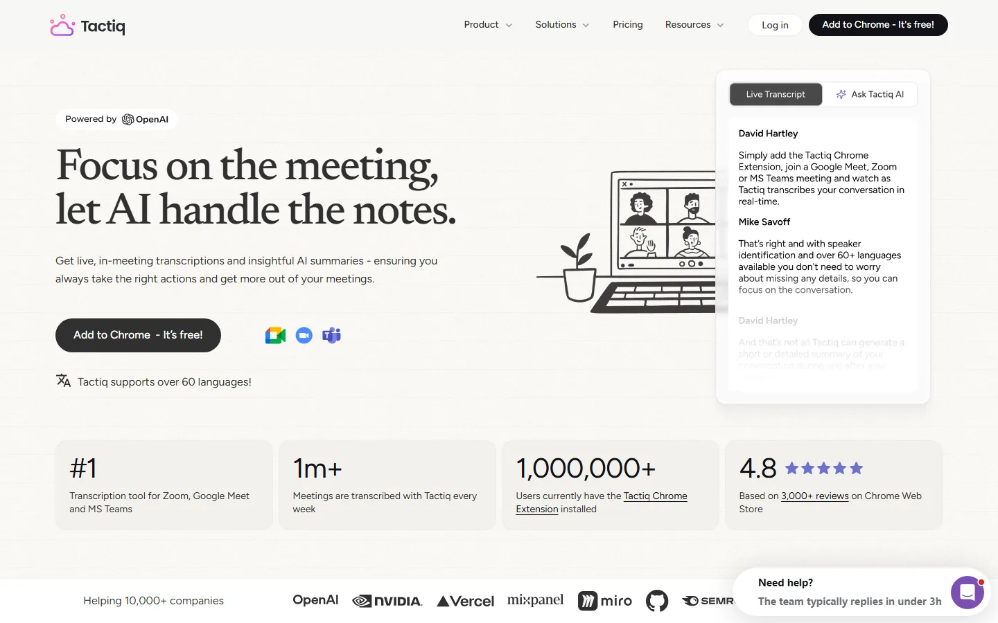 Tactiq homepage